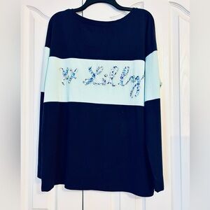 Lilly Pulitizer Color Block - Navy & Aqua - Finn High Maintenance Resort tee